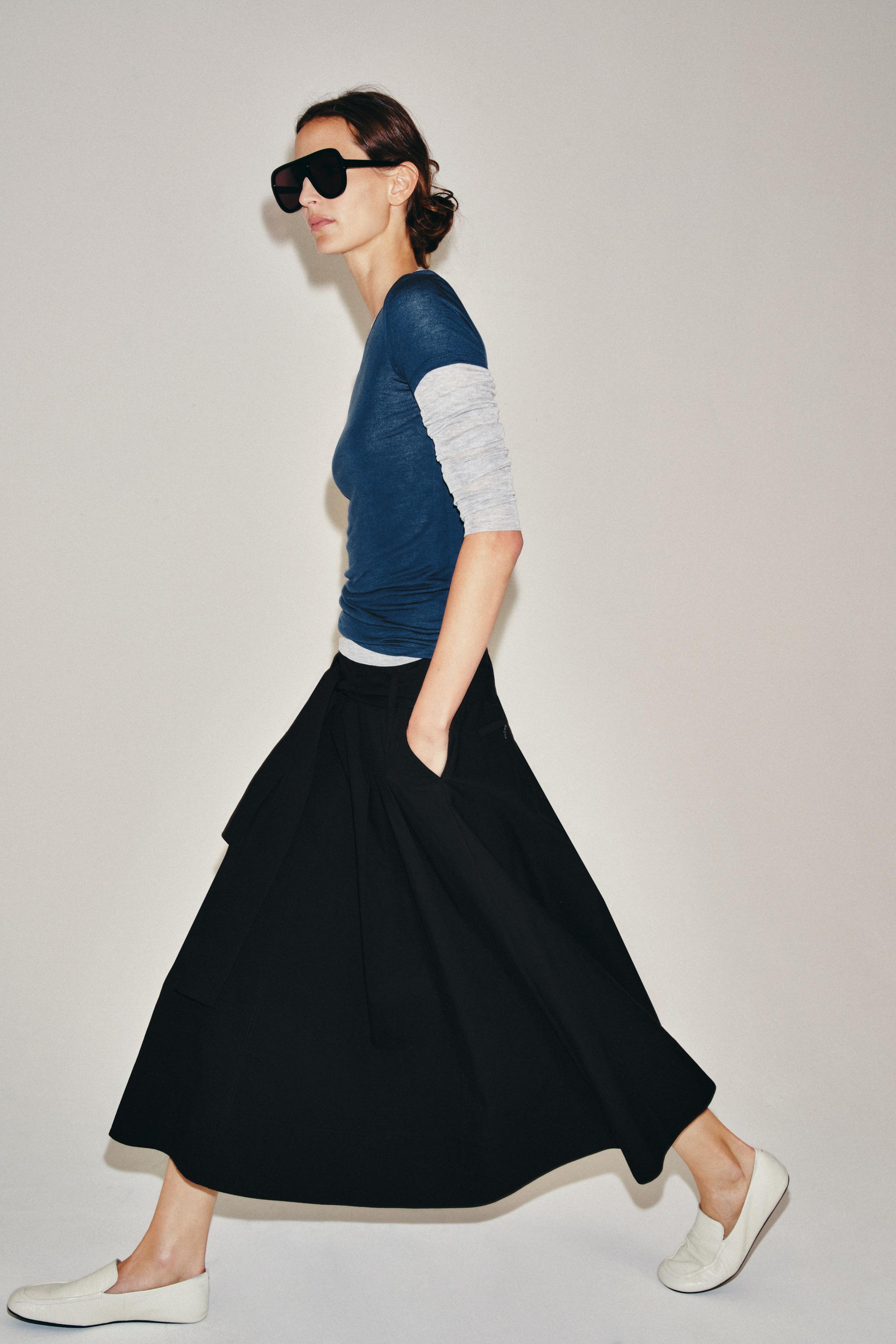 ZW COLLECTION BELTED MIDI SKIRT